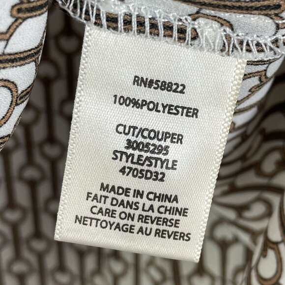 Max Studio Womens Medium Chain Link Print Blouse Button Up Long Sleeve Shirt Top - Picture 5 of 12